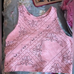 NWT Aqua bandana pattern crop workout top w//sport bra XL